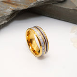 Gold Tungsten Double Channel Ring with Ashes or Hair