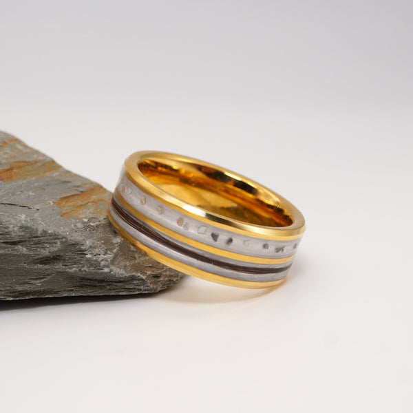 Gold Tungsten Double Channel Ring with Ashes or Hair