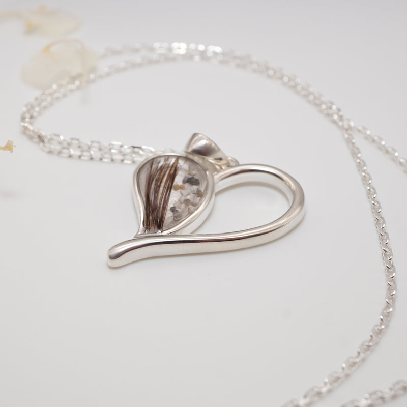 Sterling Silver Heart Memorial Pendant with Ashes or Hair