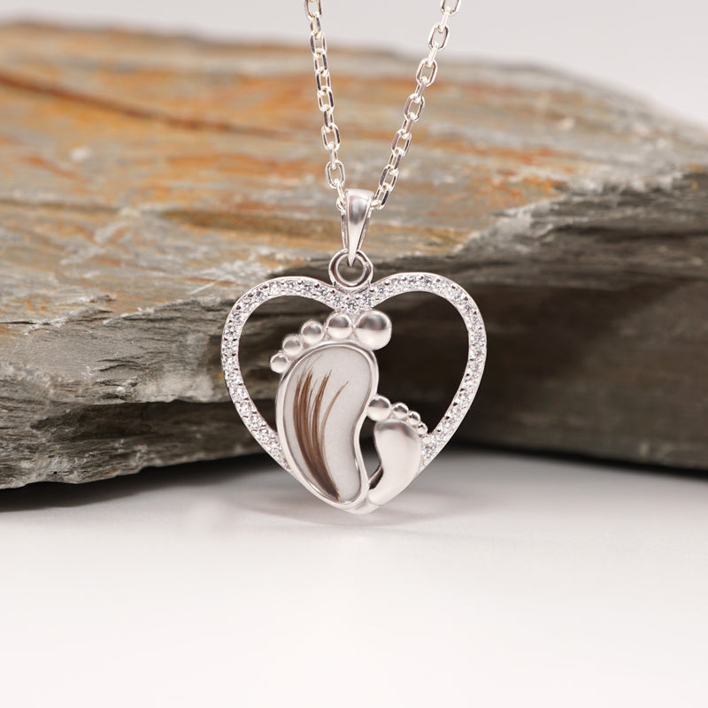 Breastmilk Baby Feet Heart Necklace