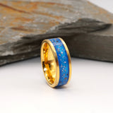 Cremation Ashes Gold Tungsten Channel Ring