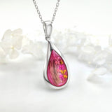 Sterling Silver Teardrop Pendant with Lock of Hair and Flowers