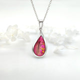 Sterling Silver Teardrop Pendant with Lock of Hair and Flowers