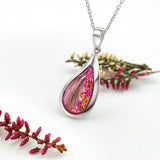 Sterling Silver Teardrop Pendant with Lock of Hair and Flowers