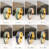 Gold Tungsten Inlay Ring with Ashes and Opal