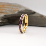 Cremation Ashes Gold Tungsten Channel Ring