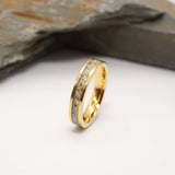Cremation Ashes Gold Tungsten Channel Ring