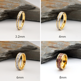 Gold Tungsten Inlay Ring with Ashes and Opal
