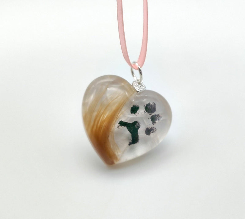 Pendant with Fur and an Actual Paw Print