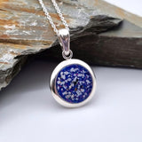 Silver Round Pendant with Ashes and Opal