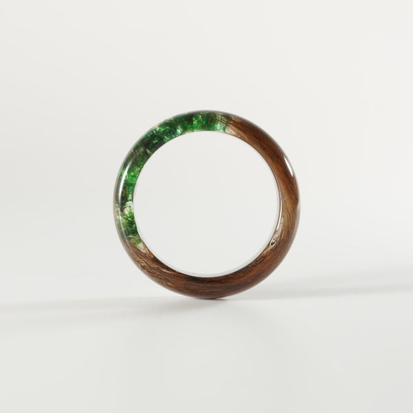 Lock of Hair Keepsake Ring with Real Forest Moss