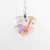 Heart Shaped Pendant with Hair and Flowers