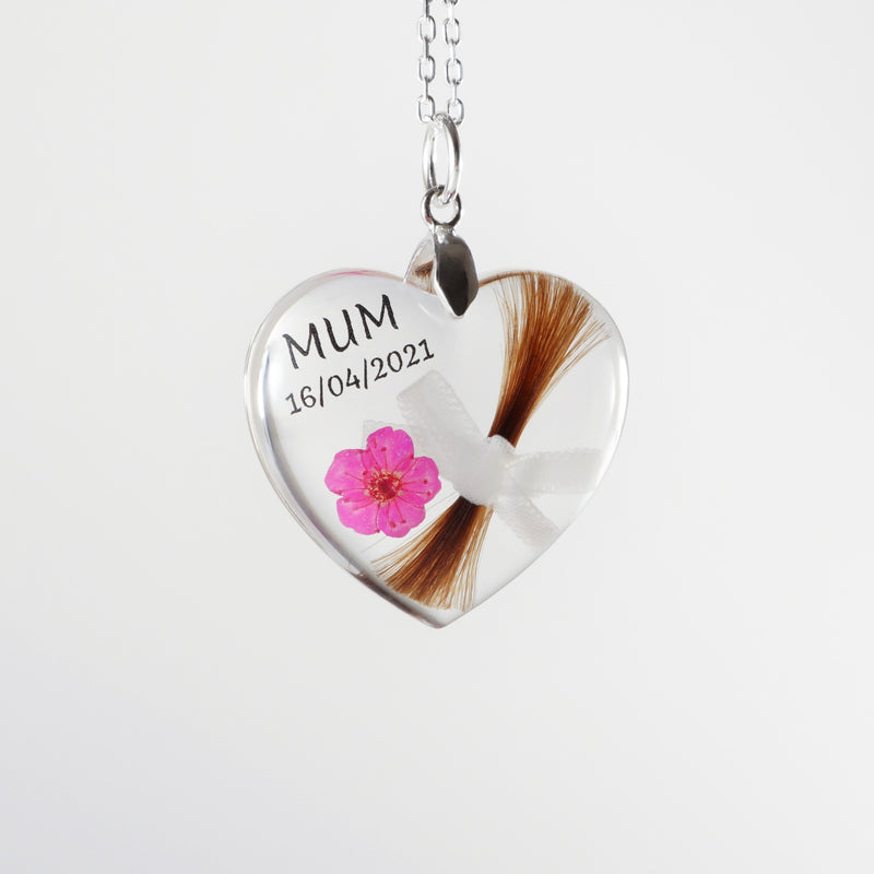 Lock of Hair Pendant with Flower