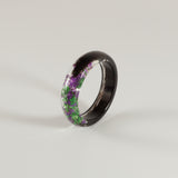 Lock of Hair Keepsake Ring with  Colourful Flowers