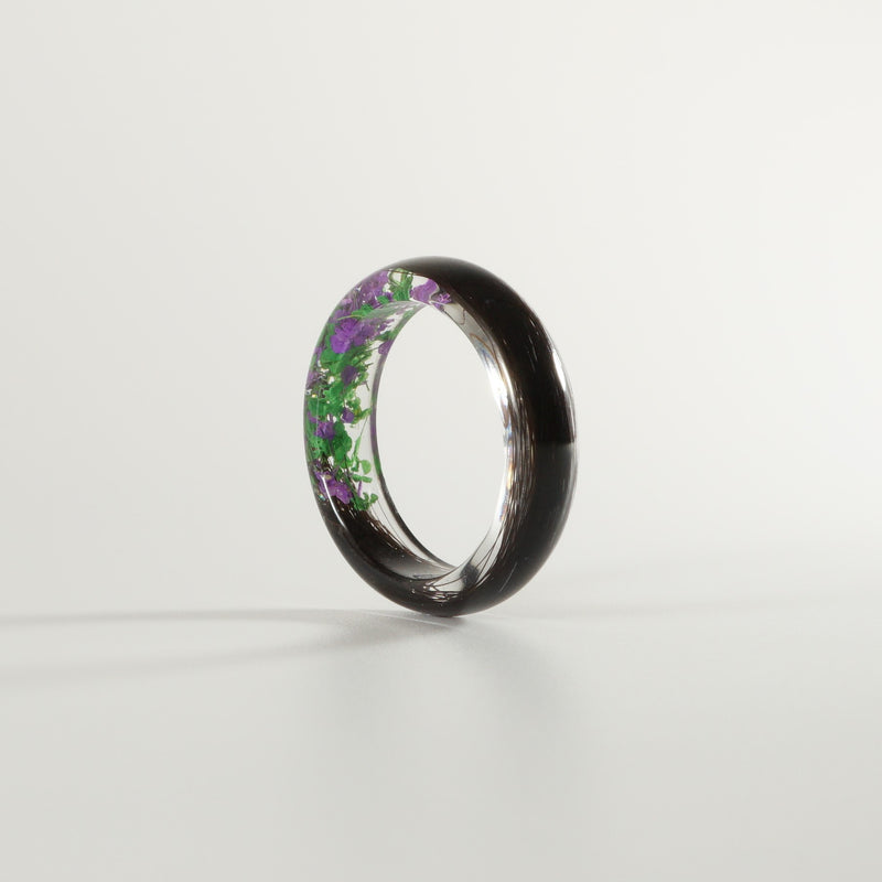 Lock of Hair Keepsake Ring with  Colourful Flowers