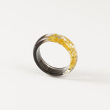 Lock of Hair Ring with Yellow Flowers
