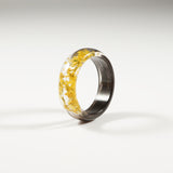 Lock of Hair Ring with Yellow Flowers