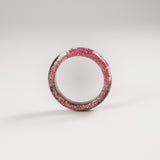 Lock of Hair Keepsake Ring with Flowers and Glitter
