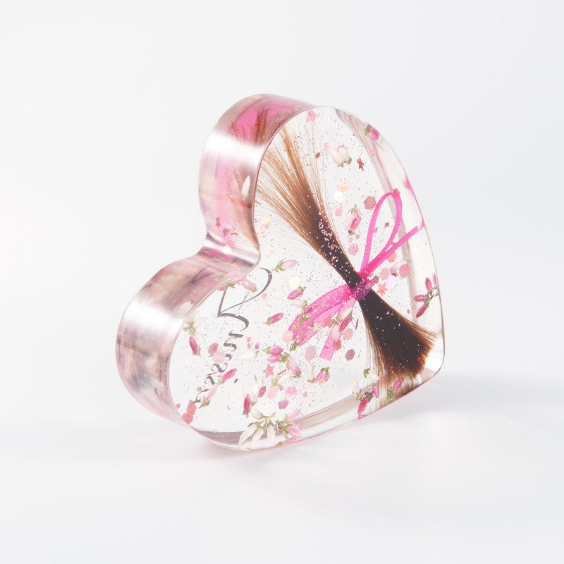 Bespoke Heart Shaped Paperweight with a Lock of Hair