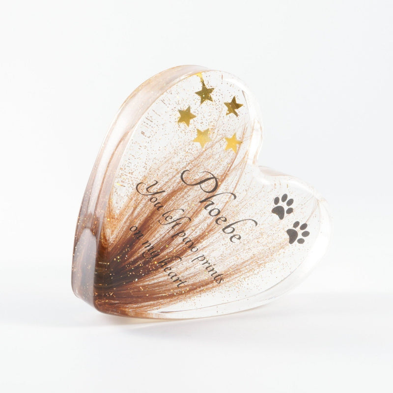 Personalised Heart Shaped Paperweight with Pet's Fur