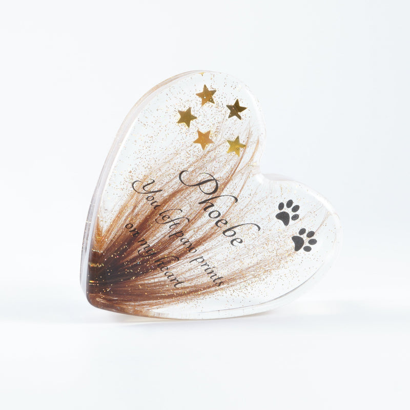 Personalised Heart Shaped Paperweight with Pet's Fur