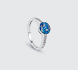 Ladies Memorial Ring with Ashes and Cobalt Blue Opal