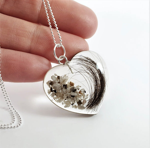 Heart Shaped Pendant with Lock of Hair Ashes